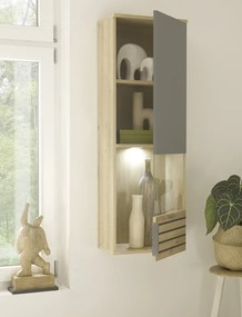 Obývacia stena Milan, dub artisan/sivá, s osvetlením