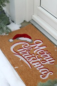 Hnedá kokosová rohožka Merry Christmas - 75 * 45 * 1,5 cm