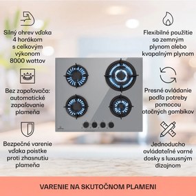 Klarstein Firetale, plynová varná doska, 4 hliníkové horáky, vrátane hadice a redukčného ventilu