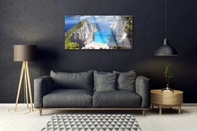 Obraz na skle Záliv hora pláž krajina 125x50 cm