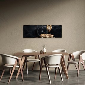 Obraz - Lev a levice v oblakoch (s hodinami) (90x30 cm)