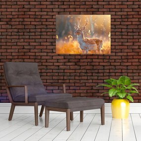 Obraz - Jeleň v poli (70x50 cm)