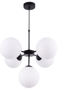 Závesné svietidlo Florence, 5x biele sklenené tienidlo