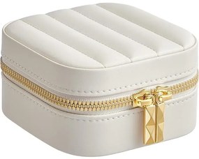 Cestovná šperkovnica ANAH, malý organizér na šperky so zrkadlom, biela