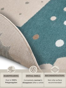 Hanse Home, Detský koberček Adventures 105970 Cream Blue kruh, 100x100 (priemer) kruh, modrá, detská izba