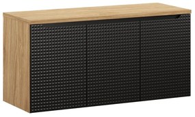 Závesná skrinka pod umývadlo Luxor Black I s doskou 120 cm čierna/dub olejovaný