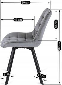 PROXIMA.store - Čalúnená jedálenska stolička RICK FARBA: sivá, MATERIÁL: zamat