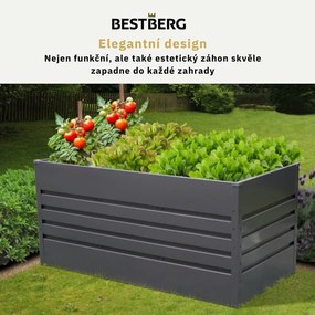 Vyvýšený záhradný záhon BestBerg VZ-1100A / 1100 l / 180 x 90 x 70 cm / šedá