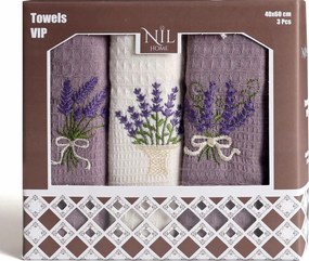KUCHYNSKÉ UTIERKY LAVENDER SADA 3 KS 40X60 CM VZOROVANÉ