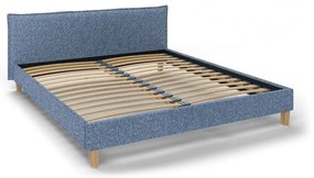 Modrá čalúnená dvojlôžková posteľ s roštom 180x200 cm Tina - Ropez