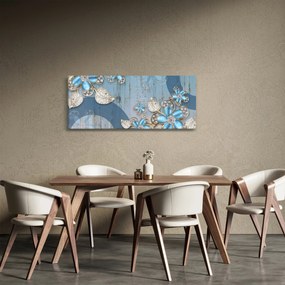 Obraz - Modré kvety (120x50 cm)