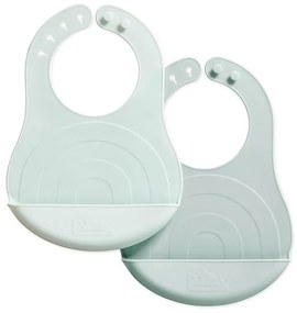 Cam Cam ApS Silikónový podbradník s vreckom Rainbow Blue Mix – set 2 ks