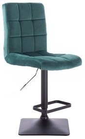 LuxuryForm DESIGN Barová stolička TOLEDO VELUR na čiernej hranatej podstave - zelená