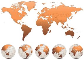 Samolepiaca tapeta bronzová mapa sveta