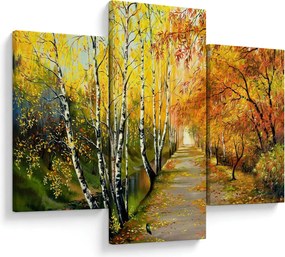 Obraz - Romantická alej pozdĺž vody, olejomaľba (90x60 cm)