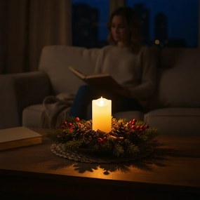 LED stĺpová sviečka RUHHY 12,5 cm béžová