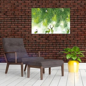 Obraz - Jelene v lese (90x60 cm)