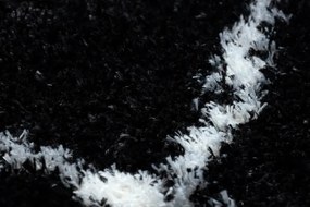 Koberec FLUFFY kruh shaggy kratka, trellis - antracit / biely