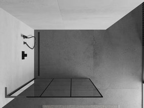 Mexen Kioto L, sprchová zástena Walk-In 100 x 200 cm, 8mm číre sklo čierny vzor, grafitový profil, 800-100-103-95-77