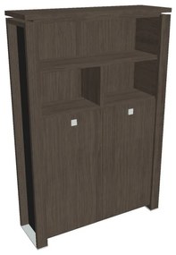Vysoká šatníková skriňa Verno+ S 140 x 46 x 210 cm, s regálom, dub antracit / čierna