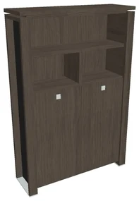 Vysoká šatníková skriňa Verno+ S 140 x 46 x 210 cm, s regálom, dub antracit / čierna