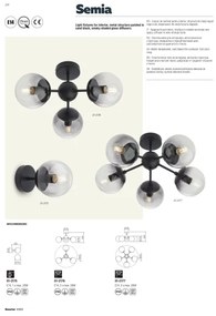 Redo 01-2175 - nástenné svietidlo SEMIA 1xE14/28W/230V čierne/dymové