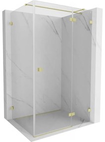 Mexen Lunar T, pravý výklopný sprchový kút 140 x 120 cm, 8mm číre sklo, zlatý matný profil, 834T-140-120-55-00-P