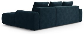 Zamatová rozkladacia/s úložným priestorom rohová pohovka v petrolejovej farbe (pravý roh/s leňoškou) Linz – Cosmopolitan Design