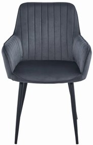 Jedálenská stolička SOLDEN zamatová tmavosivá (čierne nohy)