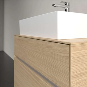 VILLEROY &amp; BOCH Collaro závesná skrinka pod umývadlo na dosku (umývadlo v strede), 2 zásuvky, s LED osvetlením, 800 x 500 x 548 mm, Nordic Oak, C124B0VJ