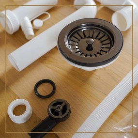 Gamma Gamma, 1-komorový manuálny sifón pre granitové drezy, grafitová, GMA-1M11BK