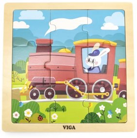 Puzzle na podstavci Viga 44631 9 dielikov - vláčik