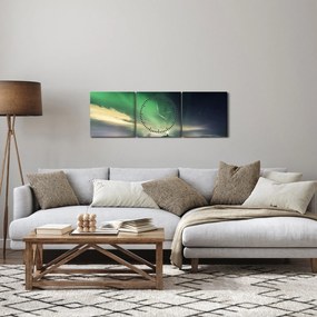 Obraz polárna žiara (s hodinami) (90x30 cm)