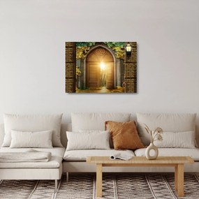 Sklenený obraz - Brána v lese (70x50 cm)