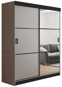 Skriňa Retro 3l 138 zrkadlo Grafit/čierna Mat