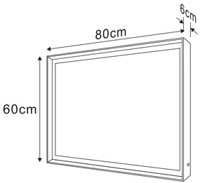 Sapho Sapho, SORT zrkadlo s LED osvetlením 60x80cm, bezdotykový IR senzor, 2700-6500K, čierna mat, ST080S