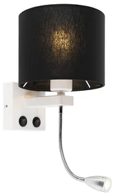 Moderná nástenná lampa biela s čiernym tienidlom - Brescia
