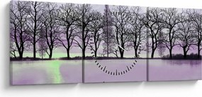 Obraz - Pramice na jazere (s hodinami) (90x30 cm)