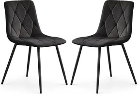 Sada dvoch jedálenských stoličiek MILO zamatové, čierne / čierne nohy (2 ks)