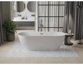 Mexen Roxy, voľne stojaca vaňa 180 x 85 cm, biela, grafitový matný hladký prepad, 51201808500-95