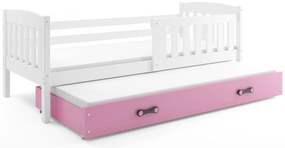 Posteľ s prístelkou KUBO 2 190x90 biela - ružová