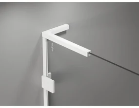 Mexen Lunar-F L, skladací sprchový kút ľavý 80 x 80 cm, 8mm číre sklo, biely profil, 836L-080-080-20-00-L