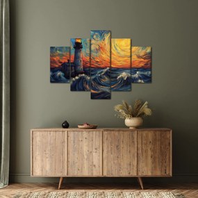 Obraz - Maják vo vlnách (150x105 cm)