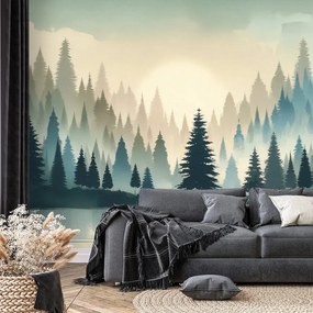 Samolepiaca tapeta zahmlený lesný súmrak