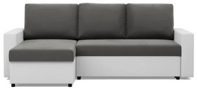 Rohová rozkladacia sedačka LUNA popolová / biela