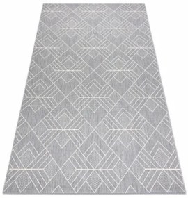 Koberec šnúrkový SIZAL FLAT 48731637 štvorce, romby, geometrický - sivý / krém