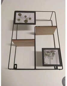 AKCIA Nástenná polica s fotorámikmi KIVORA 40x30 cm, čierna II.akosť