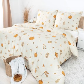 Goldea flanelové posteľné obliečky - jesenné tekvice a lístky 240 x 220 a 2ks 70 x 90 cm