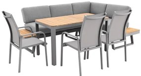 Doppler EXPERT PLUS AVERSA TEAK - záhradná 6-dielna hliníková jedálenská súprava
