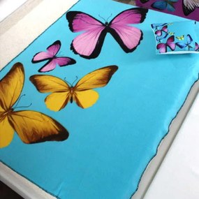 Deka BUTTERFLY 3D motýliky 150x200 cm - tyrkysová
